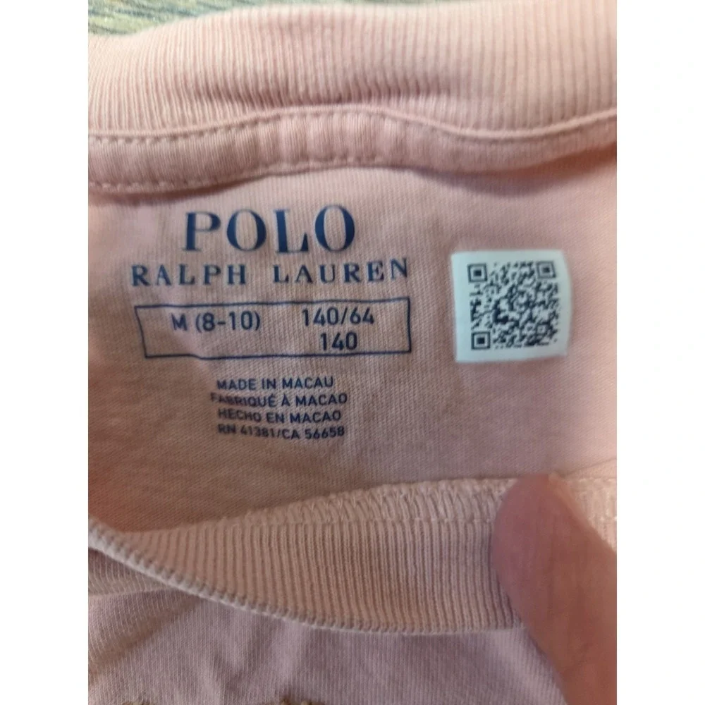 Ralph Lauren Polo Bear Dress Girls M (8-10) Graphic  Bear Print Ruffle Hem